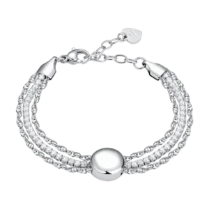 BRACCIALE DONNA TENNIS IN ACCIAIO CON ELEMENTO CENTRALE IN ACCIAIO E CRISTALLI