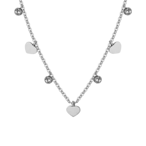 COLLANA DONNA IN ACCIAIO CUORI E CRISTALLI