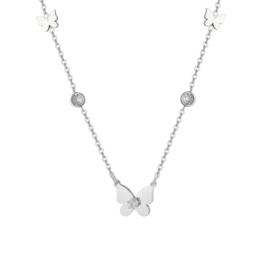 COLLANA DONNA IN ACCIAIO FARFALLE E ZIRCONI