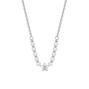 COLLANA DONNA IN ACCIAIO E PERLE BIANCHE CON STELLA