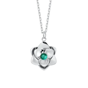 COLLANA DONNA IN ACCIAIO, FIORI ED ELEMENTI CON ZIRCONI VERDI