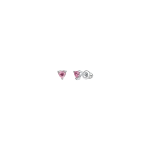 ORECCHINI BAMBINA IN ACCIAIO CON CUORE ZIRCONE ROSA