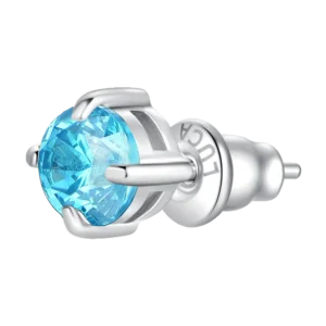 MONO ORECCHINO DONNA IN ACCIAIO CON ZIRCONE ACQUAMARINA