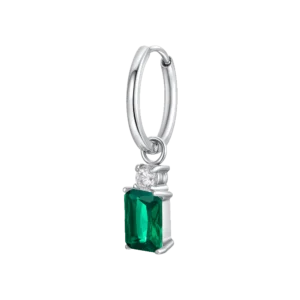 MONO ORECCHINO DONNA IN ACCIAIO CON ZIRCONI VERDE E BIANCHI