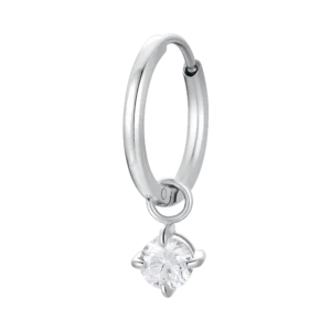 MONO ORECCHINO DONNA IN ACCIAIO CERCHIO CON ZIRCONE BIANCO