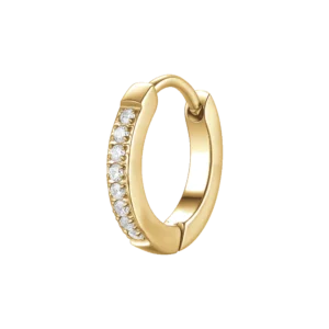 MONO ORECCHINO DONNA A CERCHIO IN ACCIAIO IP GOLD CON ZIRCONI BIANCHI