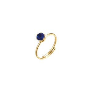 Anello donna  dorato solitario blu